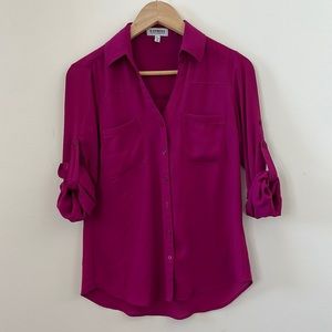 Express Portofino Magenta Long Sleeve Dress Shirt Size XS